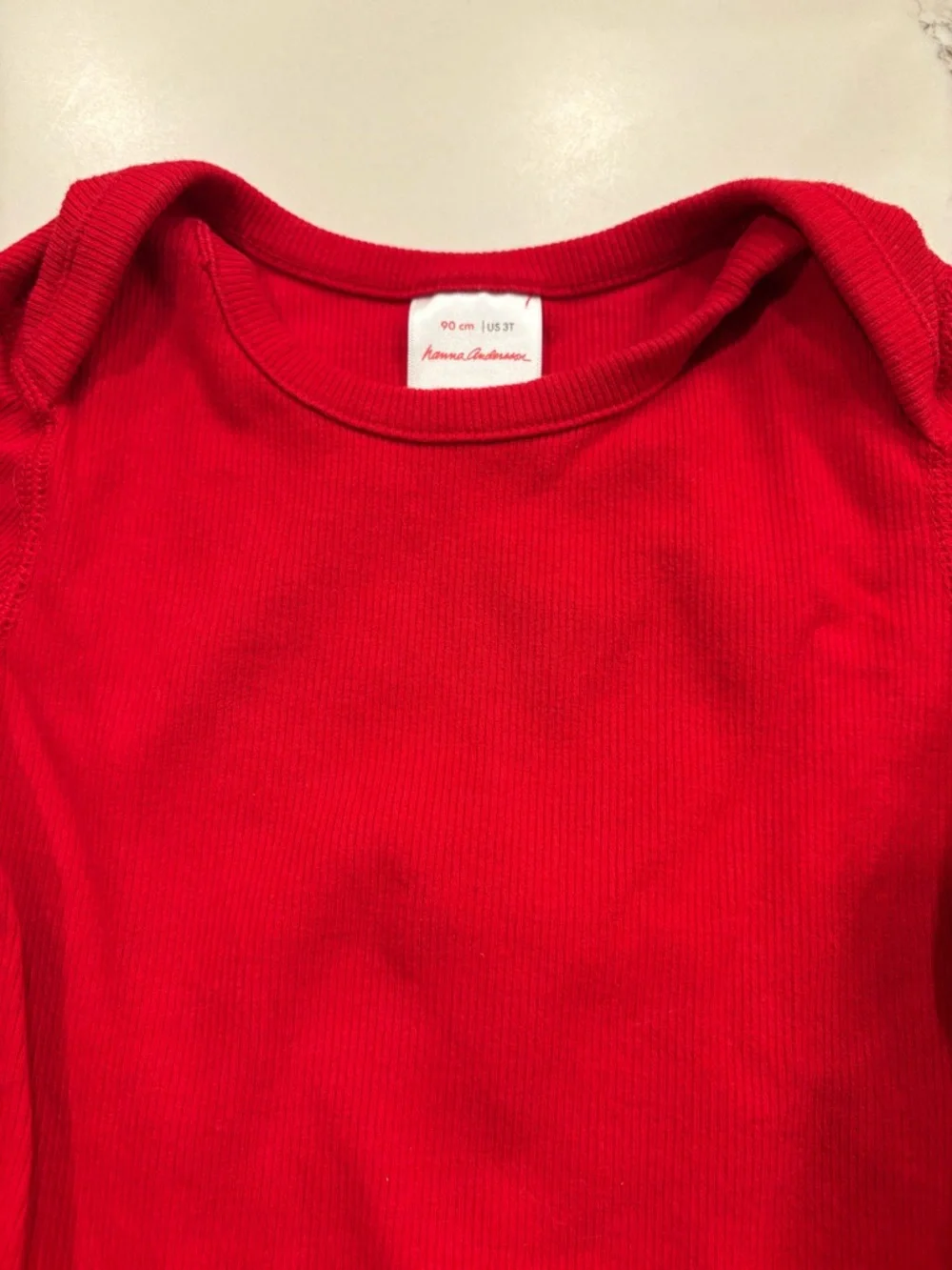 Girls 3T Hanna Andersson Red Long Sleeve Onesie One Piece Ribbed Cotton/Spandex